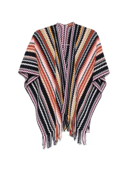 Poncho Missoni cu franjuri tricotate negru
