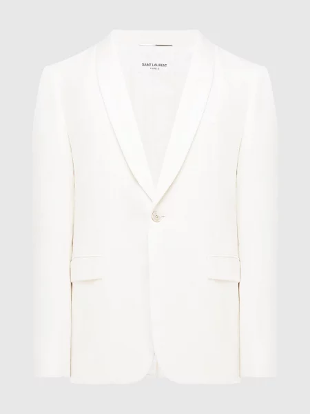 Шерстяной пиджак Saint Laurent бежевый