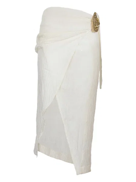 Spódnica midi Hamoulet do kolan kopertowa biała