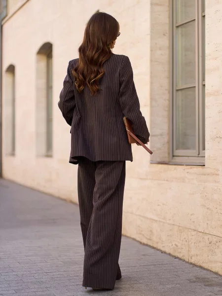 Штани палаццо ISSA Plus темно-коричневий комбінований верх коричневі