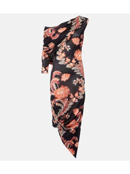 Sukienka midi Etro w kwiatki asymetryczna drapowana