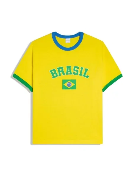 Bershka Tricou MUNDIAL albastru / galben / verde alb