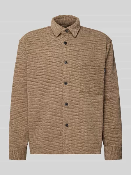 Koszula casualowa o kroju regular fit z fakturowanym wzorem Review beżowa
