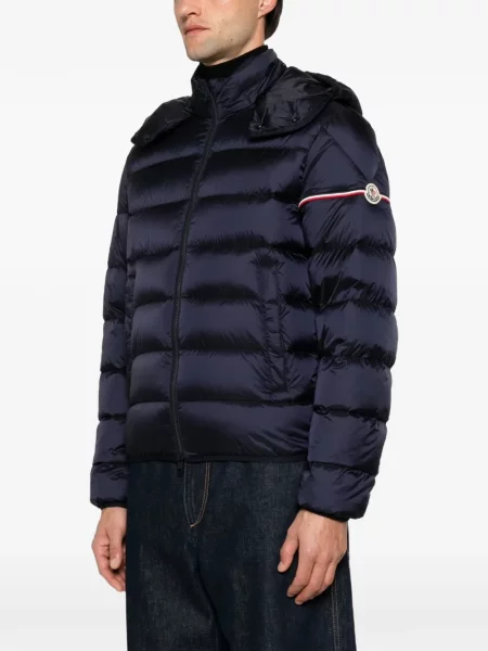 Geacă Moncler cu glugă albastru