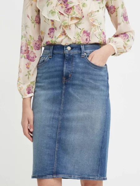 Lauren Ralph fustă din denim albastru