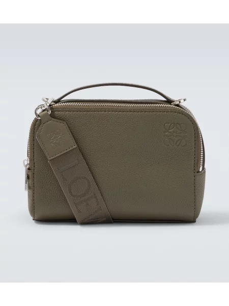 Usnjena torba crossbody Loewe zelena