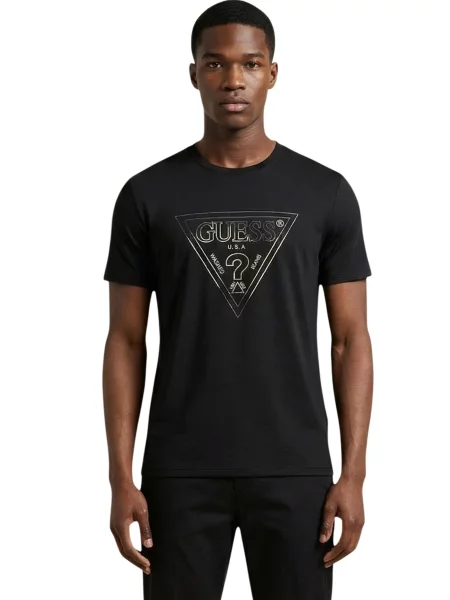 Majica Guess s potiskom črna