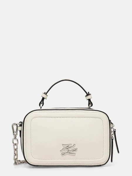 Кожаная сумка Karl Lagerfeld K/Autograph с автографом белая