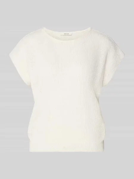 T-shirt o kroju relaxed fit z dzianinowym wyglądem model Sofrano' Opus biała