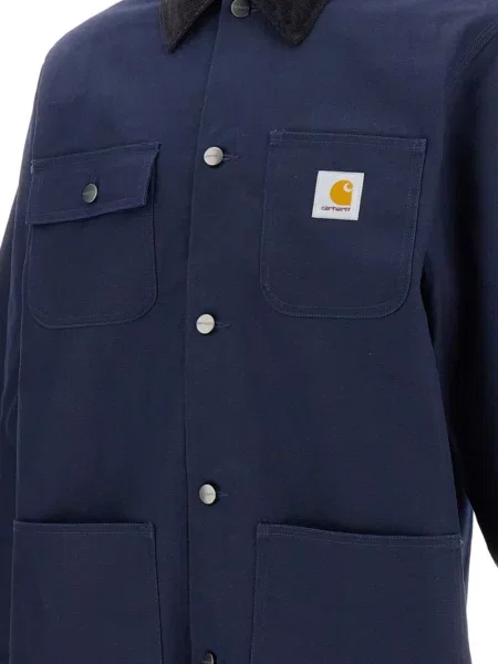 Gulerat geacă Carhartt Wip de catifea cord albastru