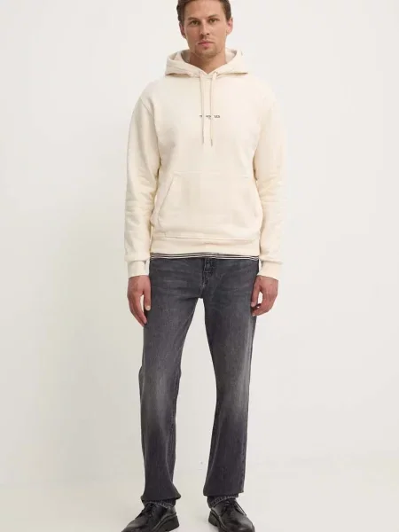 Кофта The Kooples з капюшоном з принтом бежевий