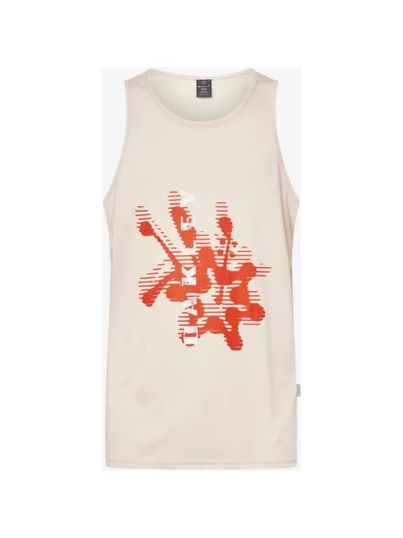 Koszulka bez rękawów damska Oakley Waterscape Hibiscus kremowy pomarańczowy S biały