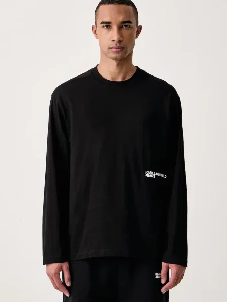 Tricou cu mânecă lungă Karl Lagerfeld Jeans negru