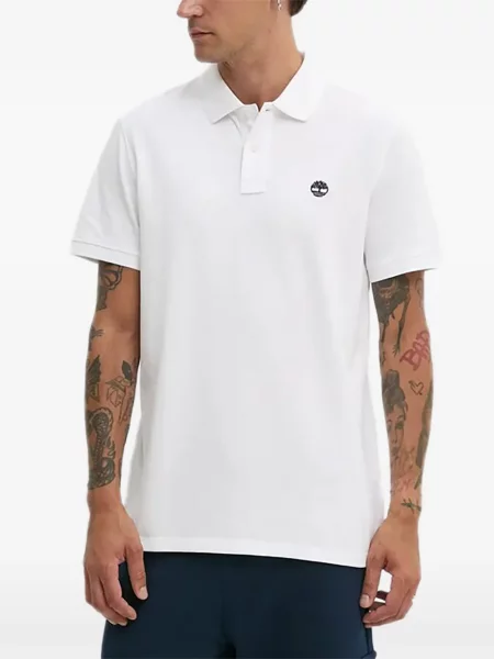 Tricou polo Timberland cu autograf alb