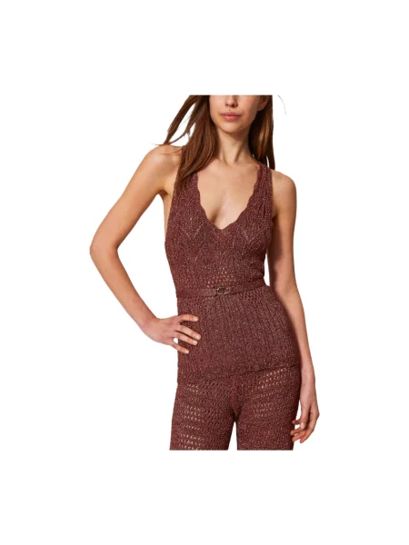 Twinset Swetry Kobieta L Geometryczny Top z brązowy