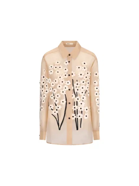 Koszula Khaite z organzy beżowa