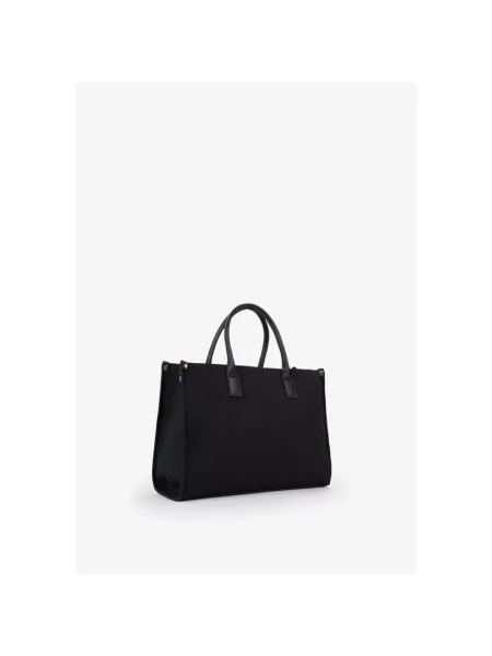 Lniana shopperka Valentino Bags czarna