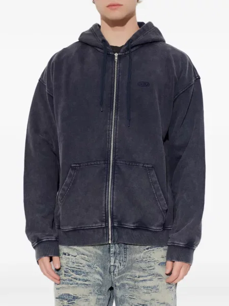 Hanorac cu glugă Diesel din fleece albastru