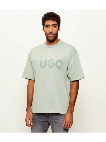 HUGO Tricou Dinkee | Oversize fit verde