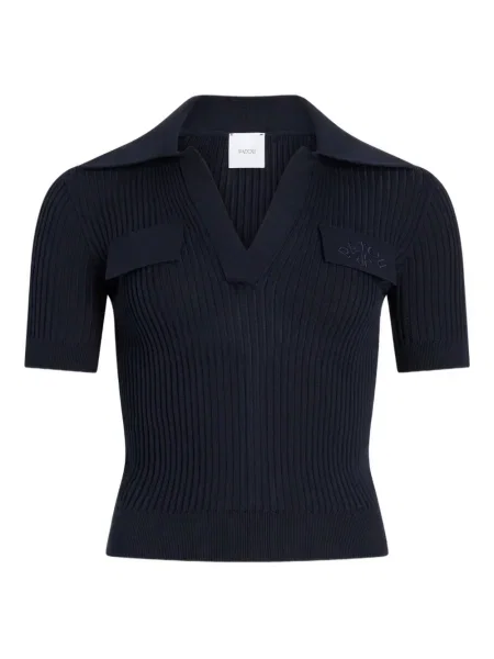 Top Patou cu broderie albastru