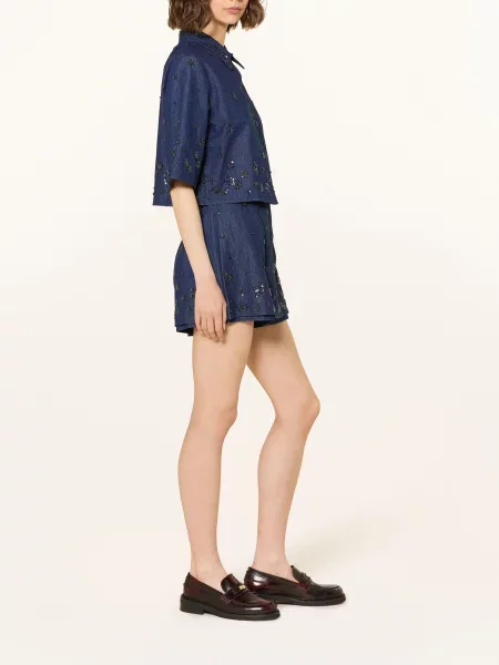 Maje Spódniczka Jeansowa Z Cekinami blau granatowa