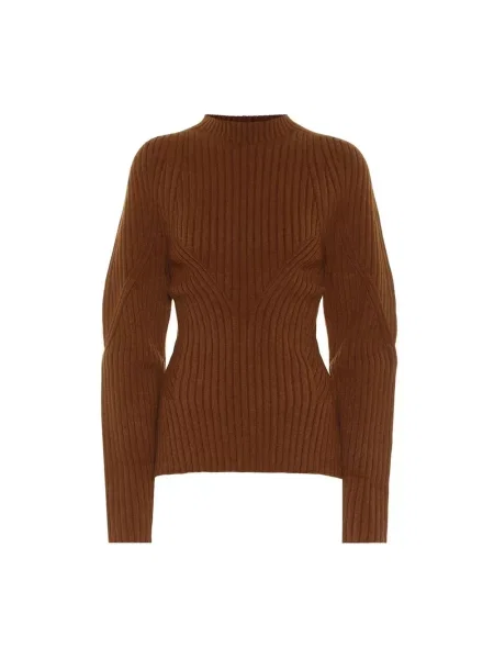 Sweter Low Classic żakardowy klasyczny brązowy