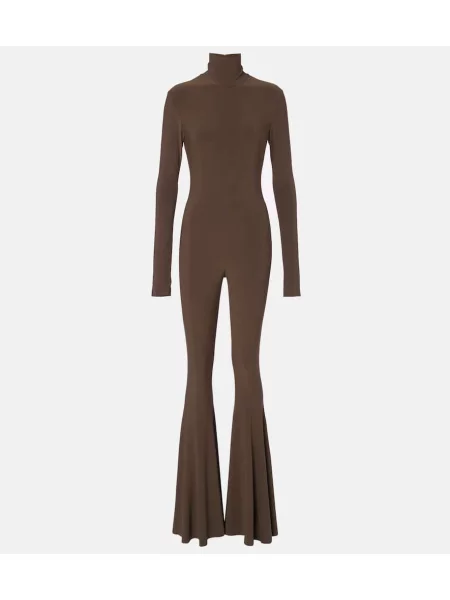 Salopetă Norma Kamali din jerseu maro