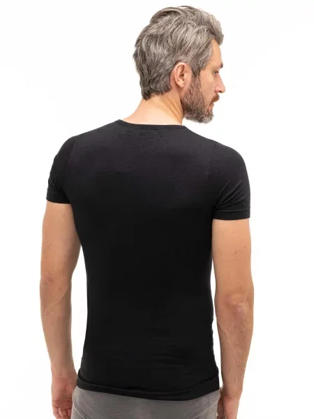 Koszulka z krótkim rękawem Brubeck COMFORT WOOL czarna