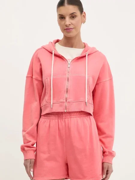 Dkny bluza z kapturem gładka różowy