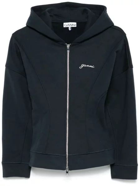 Geacă Ganni cu broderie albastru