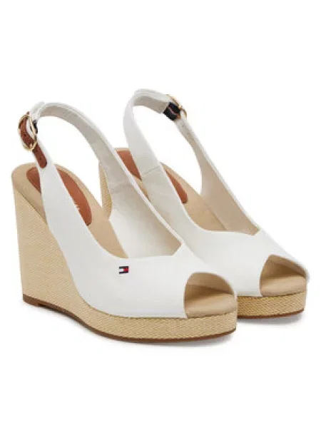 Tommy Hilfiger Espadrilky Flag High Wedge Espad Slingback bílá