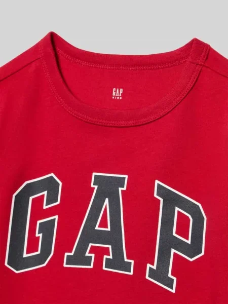 Koszulka z nadrukiem logo krój regular fit Gap czerwona