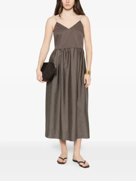 Rochie midi Peserico fără mâneci maro
