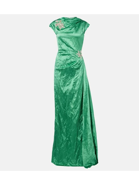 Rochie Erdem din satin drapată verde