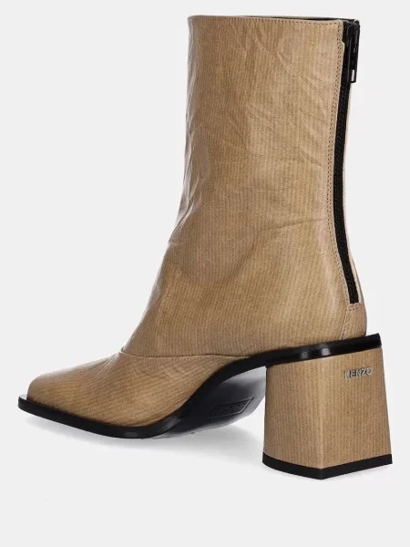 Kožené kotníkové boty Kenzo Kimi Ankle Boots na béžová