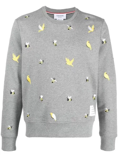 Hanorac Thom Browne cu broderie gri