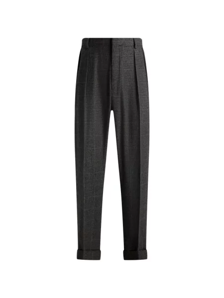 Pantaloni Ralph Lauren Purple Label de lână în carouri gri