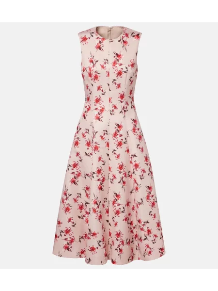 Sukienka midi Emilia Wickstead w kwiatki do kolan garniturowa różowa