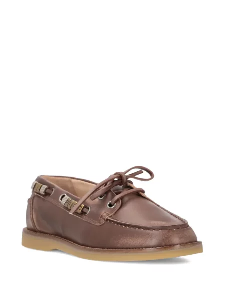 Loafers Pinko με κορδόνια με δαντέλα καφέ