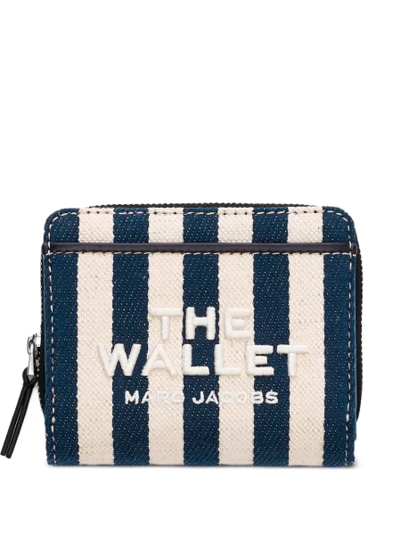 Portofel Marc Jacobs cu dungi din canvas mini albastru