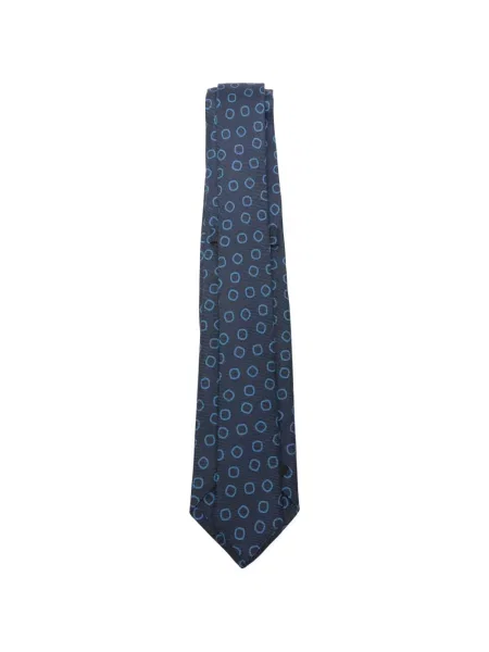 Cravată Kiton cu imagine cu imprimeu geometric albastru