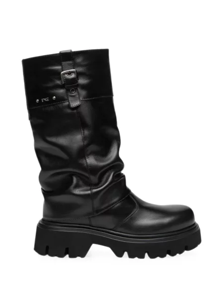 Botine Nero Giardini din piele cu cataramă negru