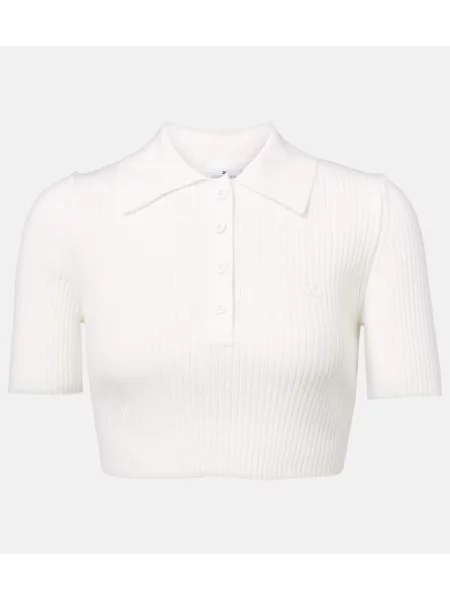 Polo Courreges tricotate alb