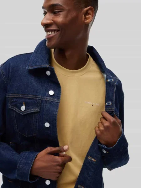 T-shirt o kroju slim fit z czystej bawełny Tommy Jeans beżowa