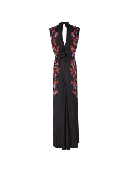 Rochie maxi Saloni cu model floral cu imagine negru