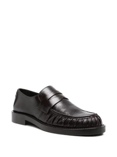 Δερμάτινα loafers Guglielmo Rotta με βολάν καφέ