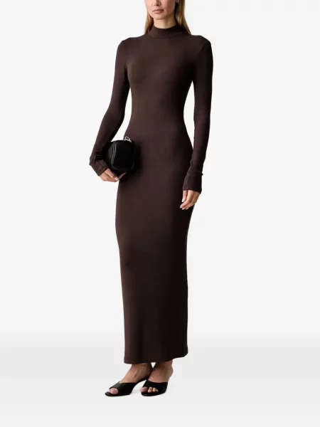 Rochie maxi La Mania tricotate maro