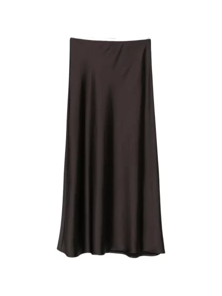 Fusta maxi Imperial din satin maro