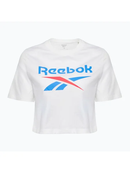 Tricou pentru femei Reebok Identity Big Logo Crop Tee white/coral/blue alb