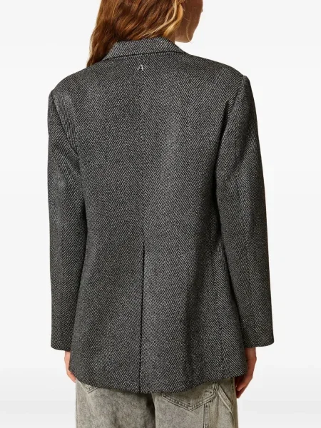 Sacou Twinset cu model herringbone gri